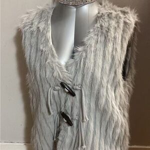 Gray Faux Fur Bomber Jacket
